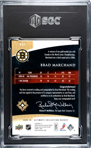 2009-10 Ultimate Collection Brad Marchand RC AUTO /299 SGC 8.5 back