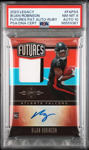 2023 Panini Legacy Futures Patch Autograph Bijan Robinson Futures Pat Auto-Ruby front
