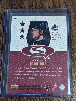 1998-99 UD Choice StarQuest Red Pavel Bure Vancouver Canucks #SQ2 back