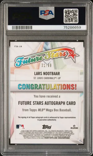 2022 Topps Chrome Logofractor Edition Future Stars Autographs Lars Nootbaar Future Stars Autograph PSA 10 back
