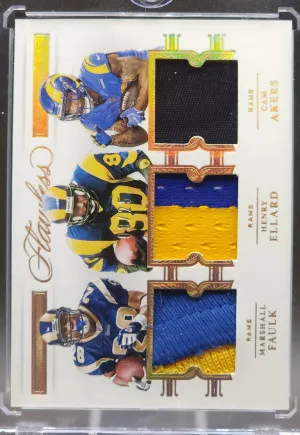 21 Flawless Gold Triple Patches Faulk, Ellard, Akers 3/25 front