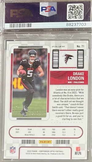 2022 Panini Contenders Optic Drake London Orange Rookie #/50 back