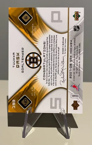 07-08 SPX - Tuukka Rask - Dual Jersey Rookie Auto /999 back