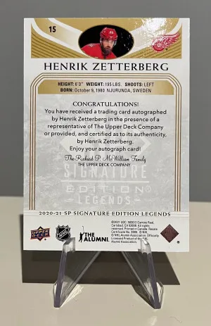 20-21 SP Signature Edition Legends - Henrik Zetterberg - Autograph back