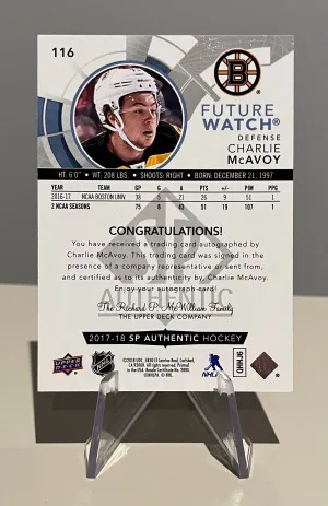 17-18 SP Authentic - Charlie McAvoy - Future Watch Auto /999 back