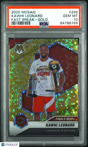 2020 Panini Mosaic Kawhi Leonard #299 Fast Break Gold /10 PSA 10 POP 1 raptors front