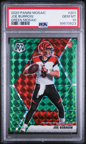 2020 Panini Mosaic Joe Burrow Rookie Green Mosaic front