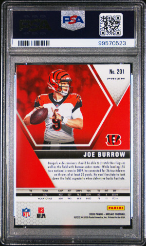 2020 Panini Mosaic Joe Burrow Rookie Green Mosaic back