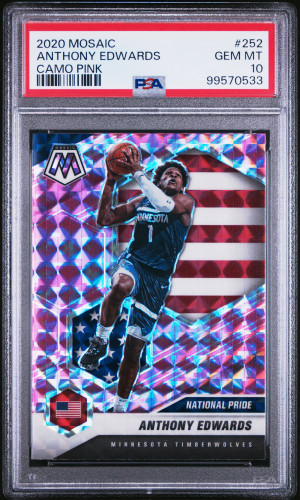 2020 Panini Mosaic Anthony Edwards Rookie Camo Pink front