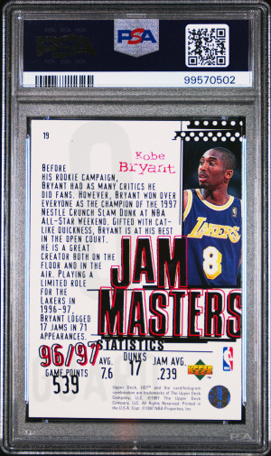 1997 Ud3 Kobe Bryant Jam Masters PSA 10 back