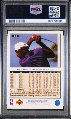 1994 Collector's Choice Michael Jordan Silver Signature PSA 9 back