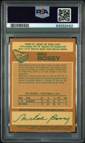 1978 O-Pee-Chee Mike Bossy RC back