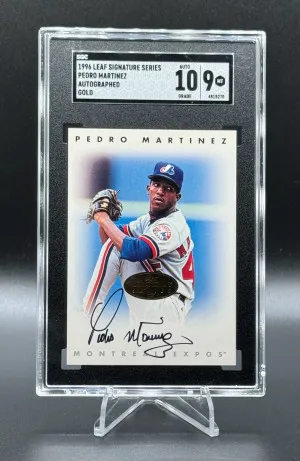 1996 Leaf Signature Series Gold Pedro Martinez Auto front