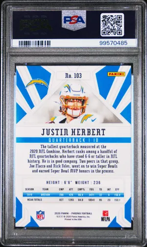 2020 Panini Phoenix Justin Herbert Fire Burst Rookie back