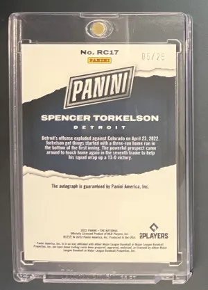 2022 Panini The National VIP Spencer Torkelson Rookie Cracked Ice Auto /25 back