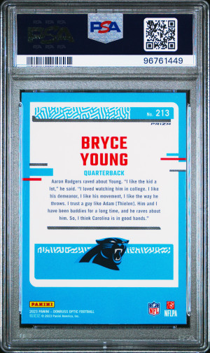 2023 Panini Donruss Optic Bryce Young #213 PSA 10 Panthers back
