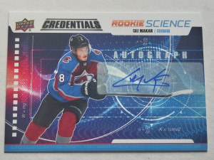 2019-20 Credentials Rookie Science Cale Makar Auto #RS-25 front