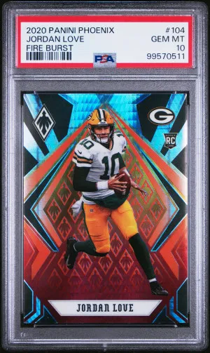 2020 Panini Phoenix Jordan Love Fire Burst Rookie PSA 10 front