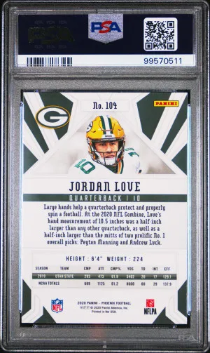 2020 Panini Phoenix Jordan Love Fire Burst Rookie PSA 10 back