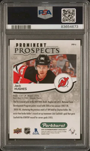 2019 Parkhurst #PP-1 Jack Hughes Prominent Prospects PSA 10 back