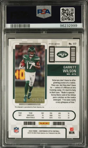 2022 Panini Contenders Optic Garrett Wilson #117 PSA 9 back