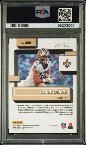 2022 Panini Donruss Optic Chris Olave #209 PSA 9 back