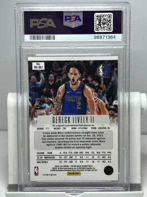 2023-24 PRIZM DECA DERECK LIVELY II RC MOJO PRIZM AUTO /25 PSA 9 MAVERICKS back