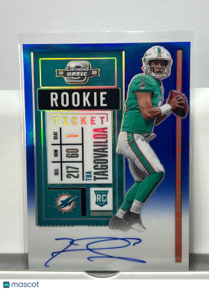 2020 Panini Contenders Optic Tua Tagovailoa Blue Prizm Auto /75 #103 front