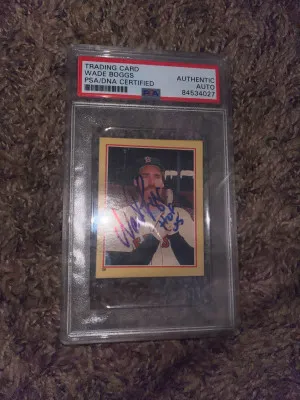 1984 Fleer Sticker Wade Boggs “05 HOF” Inscription Authentic Auto front
