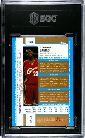 2003-04 Bowman LeBron James #123 SGC 7.5 back