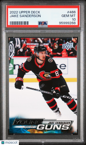 2022 Upper Deck Jake Sanderson #466 PSA 10 front