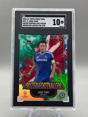 2020-21 Topps Finest UEFA Champions League John Terry Finest Footballers Fusions Green-Red 2/25 SGC 10 POP 1 front