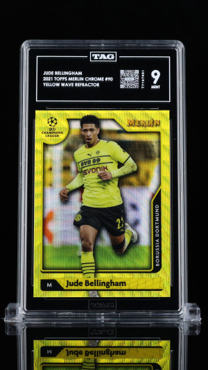 Jude Bellingham 2021 Topps Merlin Chrome Uefa League  #90 Yellow Wave Refractor front