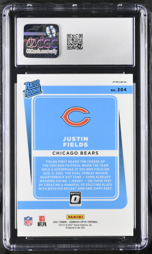 2021 Donruss Optic Justin Fields #204 Holo Rated Rookie Football CGC 10 back
