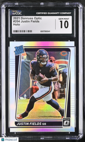 2021 Donruss Optic Justin Fields #204 Holo Rated Rookie Football CGC 10 front