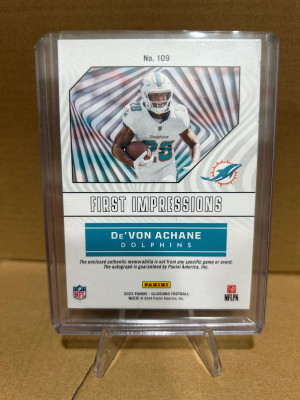 Devon Achane 2023 First Impressions Auto /399 back