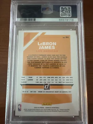 2019 Panini Donruss Lebron James Green Laser /99 back