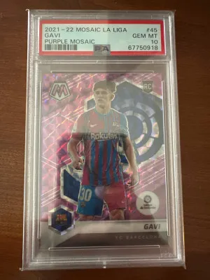 2021 Panini Mosaic La Liga Gavi Purple Mosaic Rookie /49 front