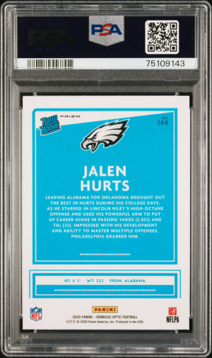 2020 Panini Donruss Optic Jalen Hurts Blue Hyper back