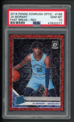 2019 Optic #168 Ja Morant Rated Rookie Fast Break Red /85 PSA 10 front