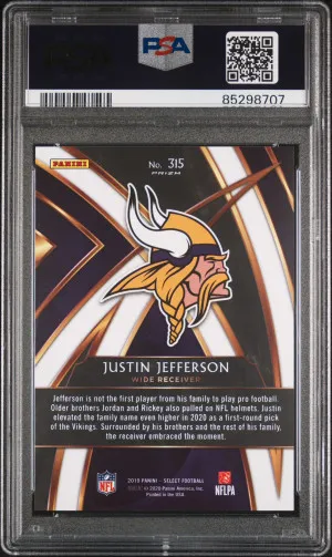 2019 Select #315 Justin Jefferson XRC Prizm Redemption PSA 10 back