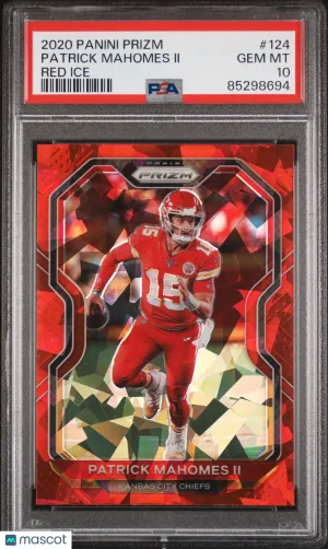 2020 Panini Prizm #124 Patrick Mahomes II Red Ice PSA 10 front
