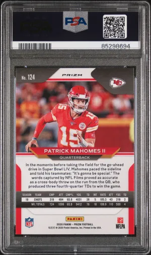 2020 Panini Prizm #124 Patrick Mahomes II Red Ice PSA 10 back