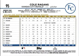 Topps Team Logo Cole Ragans #95 back