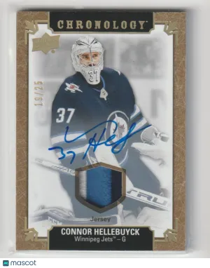 Upper Deck Chronology Gold Premium Connor Hellebuyck #179 Auto Patch 19/25 front