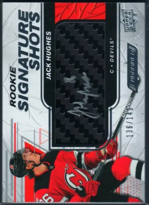 2019 Engrained Jack Hughes Rookie Signature Shots front