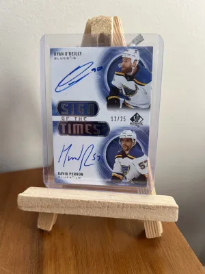 2020-21 SP Authentic Sign of the Times 12 / 25 David Perron Ryan O'Reilly Auto front