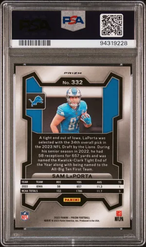 2023 Panini Prizm Sam Laporta Red Prizm back
