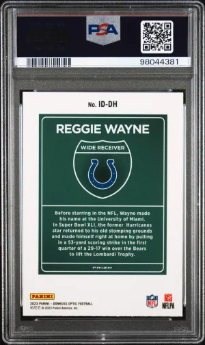 2023 Panini Donruss Optic Super Bowl Downtown Reggie Wayne back