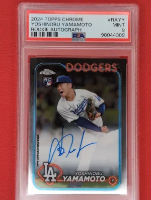 2024 Topps Chrome Yoshinobu Yamamoto Autograph PSA 9 front